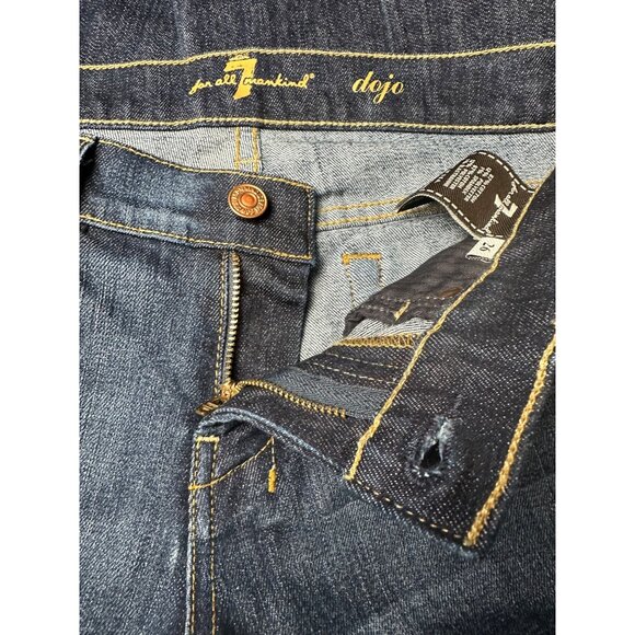 7 For All Mankind Dojo Womens Jeans Size 26x32 Low Rise Flare Stretch Boho - Picture 6 of 10